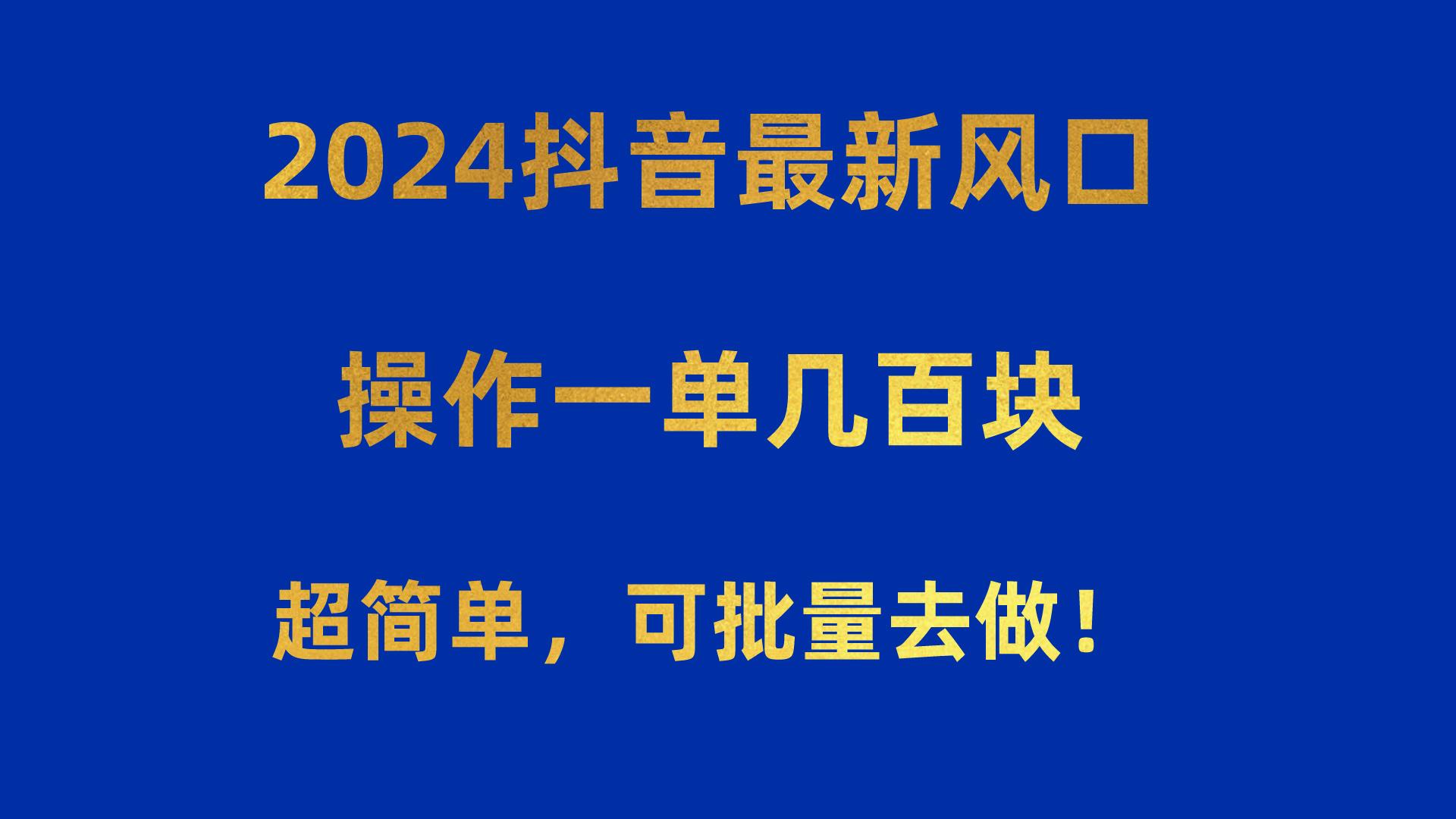 2024抖音最新风口！操作一单几百块！超简单，可批量去做！！！-翻身站