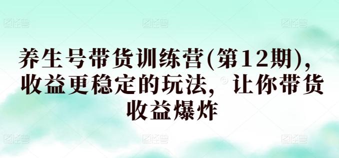 养生号带货训练营(第12期)，收益更稳定的玩法，让你带货收益爆炸-翻身站