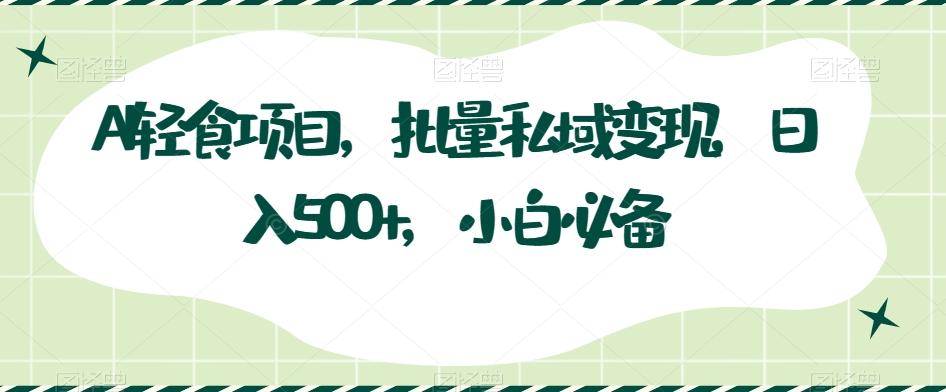 AI轻食项目，批量私域变现，日入500+，小白必备-翻身站