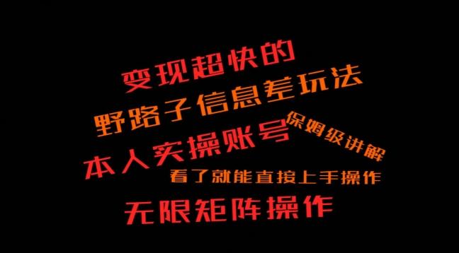 变现超快的野路子信息差玩法，本人实操账号保姆级讲解-翻身站