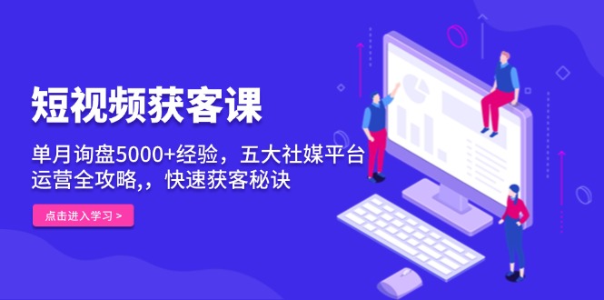 短视频获客课，单月询盘5000+经验，五大社媒平台运营全攻略,，快速获客…-翻身站