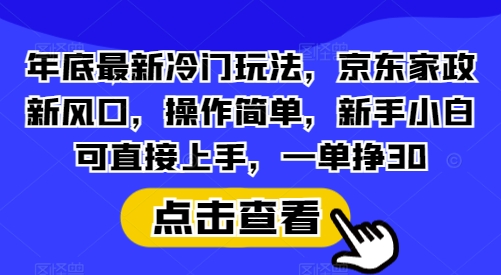 年底最新冷门玩法，京东家政新风口，操作简单，新手小白可直接上手，一单挣30【揭秘】-翻身站