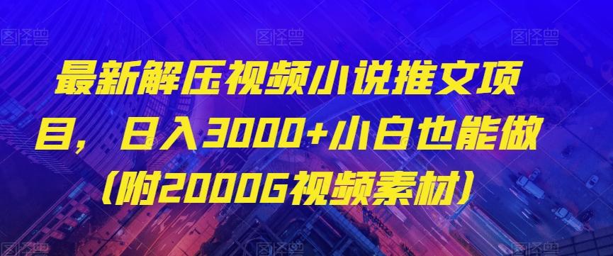 最新解压视频小说推文项目，日入3000+小白也能做（附2000G视频素材）【揭秘】-翻身站