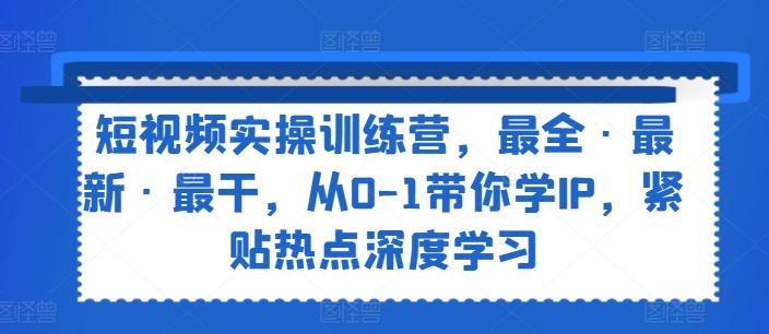 短视频实操训练营，最全·最新·最干，从0-1带你学IP，紧贴热点深度学习-翻身站