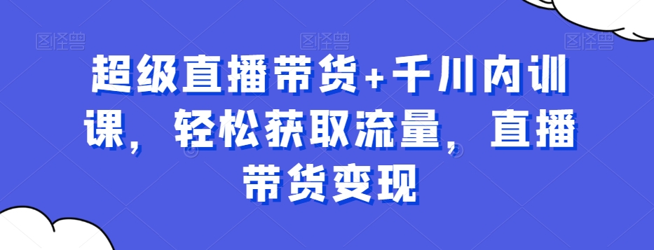 超级直播带货+千川内训课，轻松获取流量，直播带货变现-翻身站
