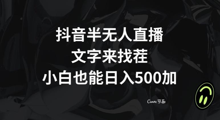 抖音半无人直播，文字来找茬小游戏，每天收益500+【揭秘】-翻身站