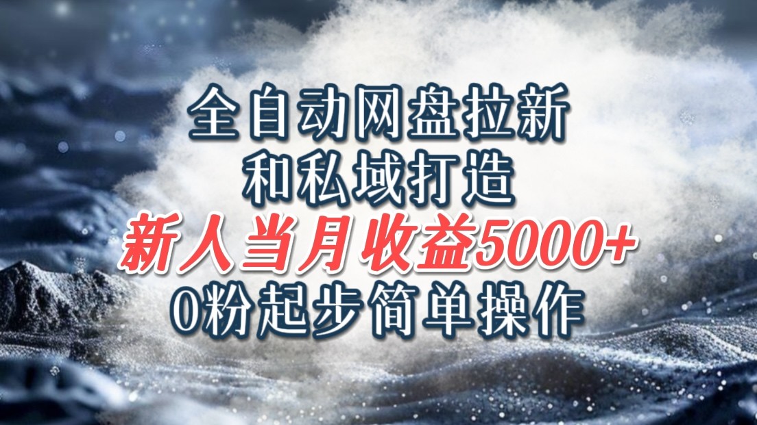 全自动网盘拉新和私域打造，0粉起步简单操作，新人入门当月收益5000以上-翻身站