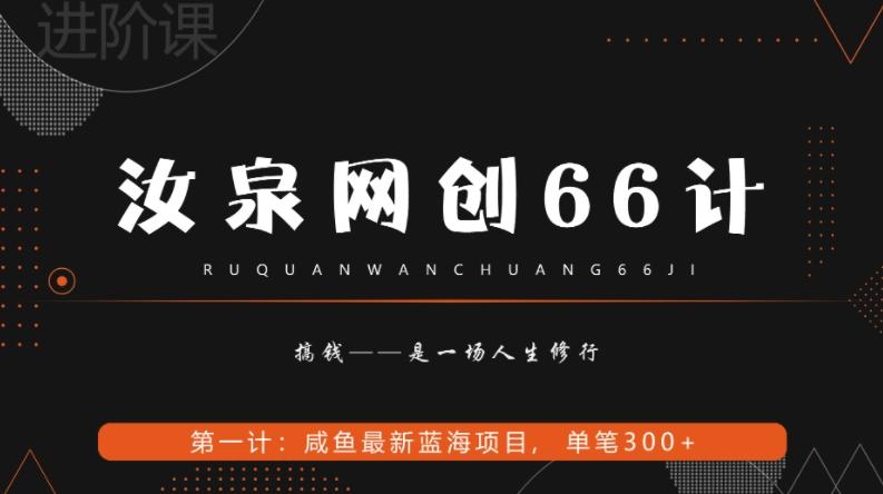 汝泉网创66计之第1计：闲鱼长期稳定项目，单笔变现300+-翻身站