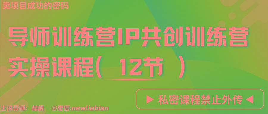 导师训练营3.0IP共创训练营私密实操课程(12节)-卖项目的密码成功秘诀-翻身站