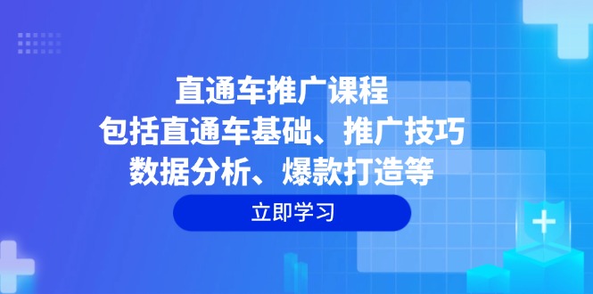 直通车推广课程：包括直通车基础、推广技巧、数据分析、爆款打造等-翻身站