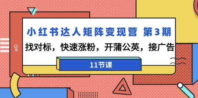 小红书达人矩阵变现营 第3期，找对标，快速涨粉，开蒲公英，接广告-11节课-翻身站