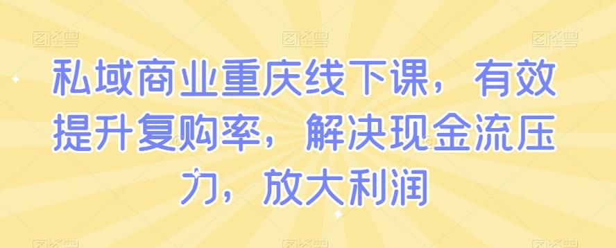 私域商业重庆线下课，有效提升复购率，解决现金流压力，放大利润-翻身站