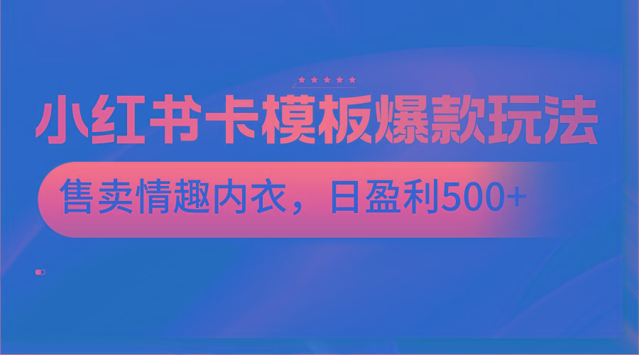 小红书卡模板爆款玩法，售卖情趣内衣，日盈利500+-翻身站