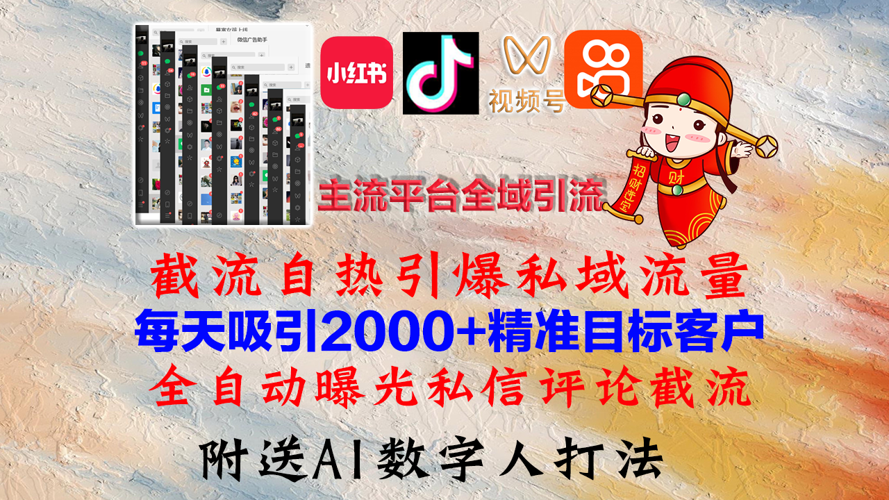 小红书，抖音，视频号，快手主流平台全域引流，截流自热引爆私域流量，…-翻身站
