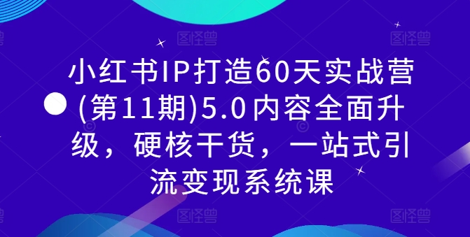 小红书IP打造60天实战营(第11期)5.0​内容全面升级，硬核干货，一站式引流变现系统课-翻身站