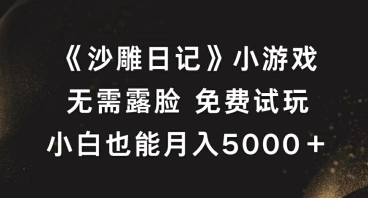 《沙雕日记》小游戏，无需露脸免费试玩，小白也能月入5000+【揭秘】-翻身站