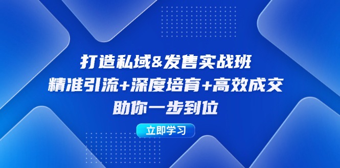 打造私域&发售实操班：精准引流+深度培育+高效成交，助你一步到位-翻身站