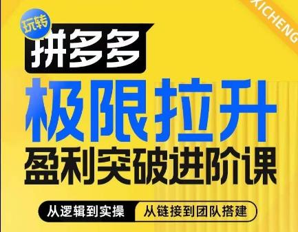 拼多多极限拉升盈利突破进阶课，​从算法到玩法，从玩法到团队搭建，体系化系统性帮助商家实现利润提升-翻身站