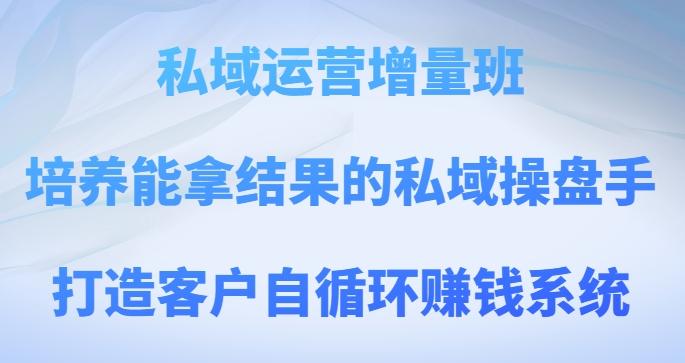 私域运营增量班，培养能拿结果的私域操盘手，打造客户自循环赚钱系统-翻身站