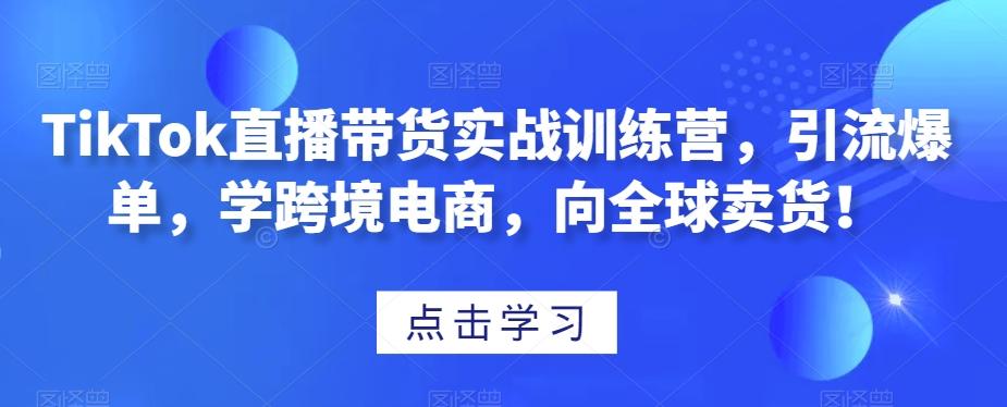 TikTok直播带货实战训练营，引流爆单，学跨境电商，向全球卖货！-翻身站