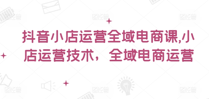 抖音小店运营全域电商课，​小店运营技术，全域电商运营-翻身站