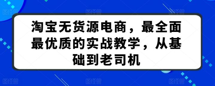 淘宝无货源电商，最全面最优质的实战教学，从基础到老司机-翻身站