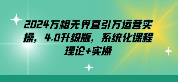 2024万相无界直引万运营实操，4.0升级版，系统化课程 理论+实操-翻身站