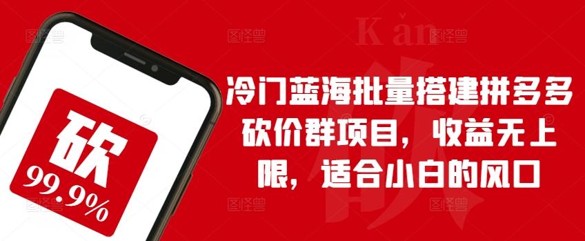 冷门蓝海批量搭建拼多多砍价群项目，收益无上限，适合小白的风口【揭秘】-翻身站
