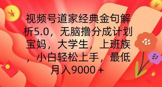 视频号道家经典金句解析5.0.无脑撸分成计划，小白轻松上手，最低月入9000+【揭秘】-翻身站