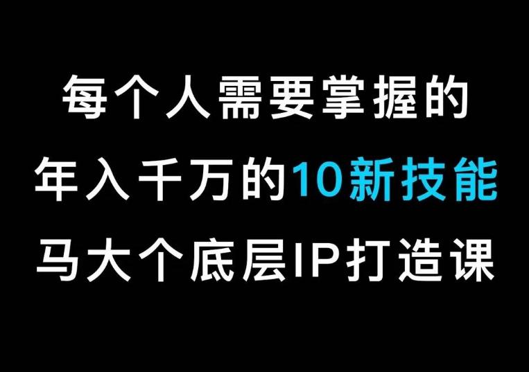 马大个的IP底层逻辑课，​每个人需要掌握的年入千万的10新技能，约会底层IP打造方法！-翻身站