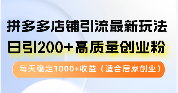 拼多多店铺引流最新玩法，日引200+高质量创业粉，每天稳定1000+收益(…-翻身站