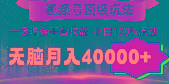 (9281期)视频号顶级玩法，无脑月入40000+，一键撸全平台收益，纯小白也能100%原创-翻身站