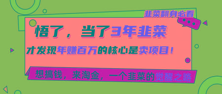 悟了，当了3年韭菜，才发现网赚圈年赚100万的核心是卖项目，含泪分享！-翻身站