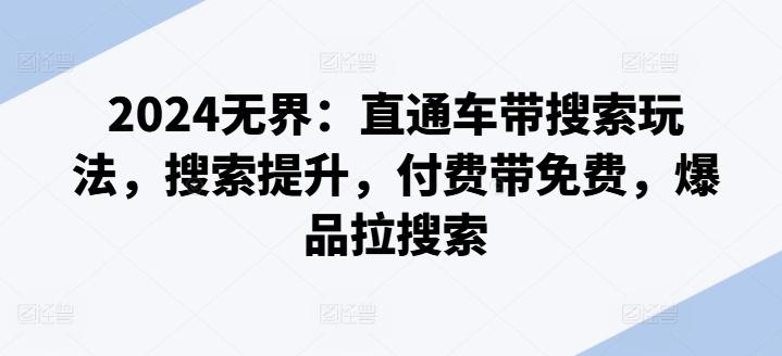 2024无界：直通车带搜索玩法，搜索提升，付费带免费，爆品拉搜索-翻身站