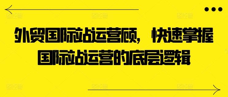 外贸国际站运营顾问，快速掌握国际站运营的底层逻辑-翻身站