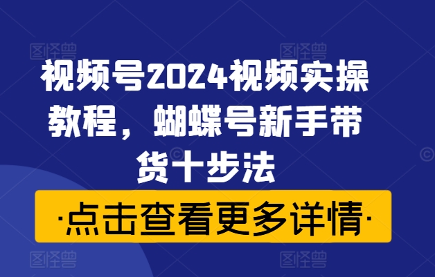 视频号2024视频实操教程，蝴蝶号新手带货十步法-翻身站