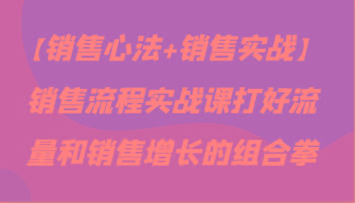 【销售心法+销售实战】销售流程实战课打好流量和销售增长的组合拳-翻身站