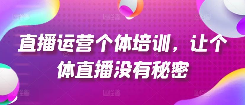 直播运营个体培训，让个体直播没有秘密，起号、货源、单品打爆、投流等玩法-翻身站