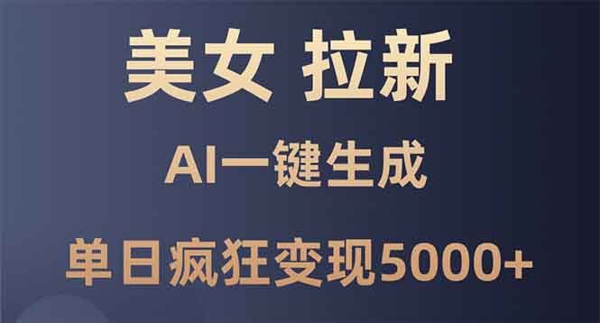 美女暴力拉新，通过AI一键生成，单日疯狂变现5000+，纯小白一学就会！-翻身站