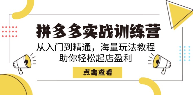 拼多多实战训练营，从入门到精通，海量玩法教程，助你轻松起店盈利-翻身站