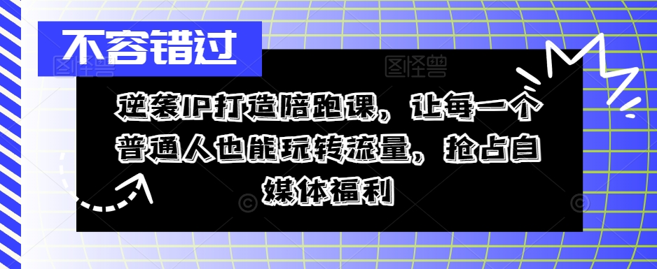 逆袭IP打造陪跑课，让每一个普通人也能玩转流量，抢占自媒体福利-翻身站