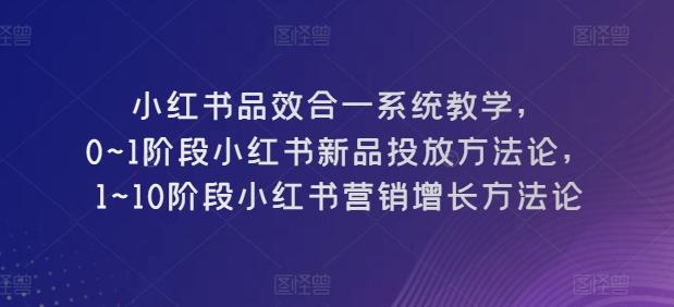 小红书品效合一系统教学，​0~1阶段小红书新品投放方法论，​1~10阶段小红书营销增长方法论-翻身站