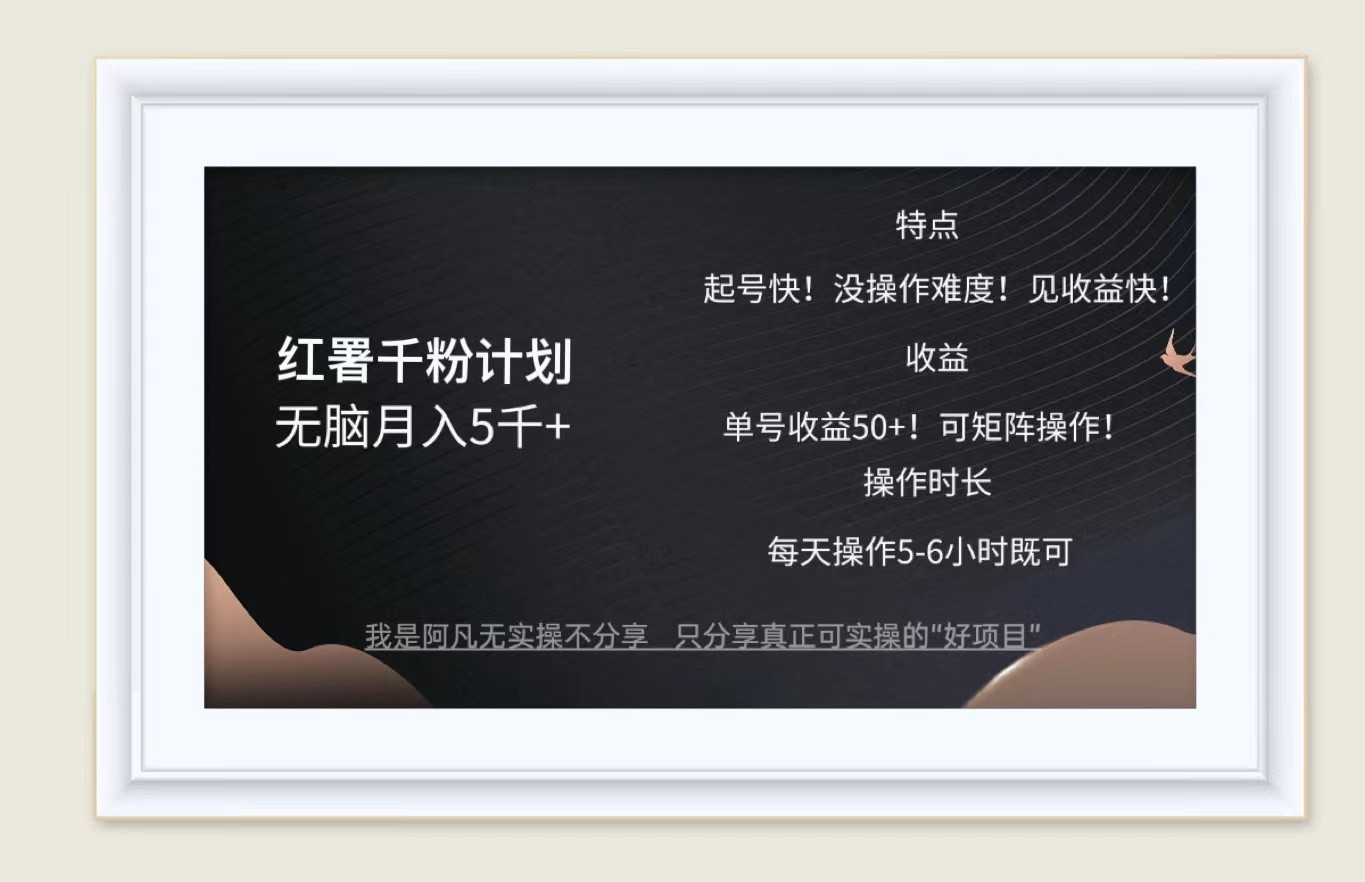 红薯千粉计划无脑月入5千+！既做既赚！-翻身站
