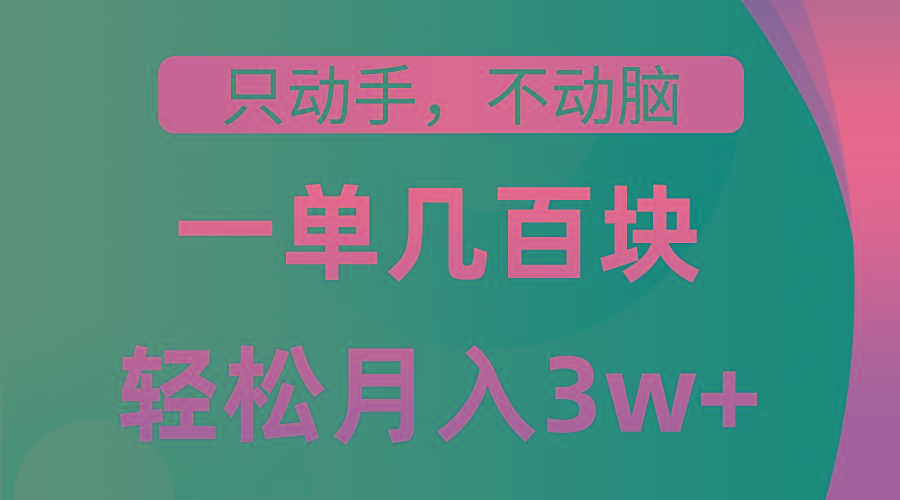 只动手不动脑，一单几百块，轻松月入3w+，看完就能直接操作，详细教程-翻身站