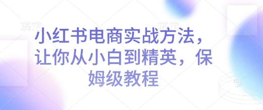 小红书电商实战方法，让你从小白到精英，保姆级教程-翻身站