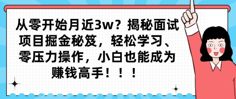 从零开始月近3w？揭秘面试项目掘金秘笈，轻松学习、零压力操作，小白也能成为赚钱高手-翻身站