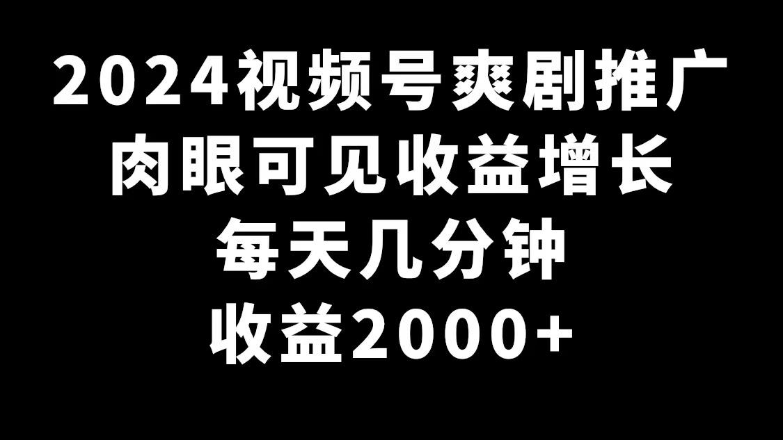 2024视频号爽剧推广，肉眼可见的收益增长，每天几分钟收益2000+-翻身站