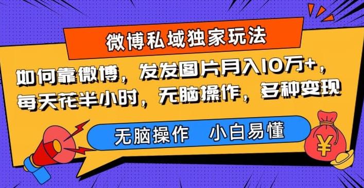 如何靠微博，发发图片月入10万+，‌每天花半小时，无脑操作，多种变现-翻身站