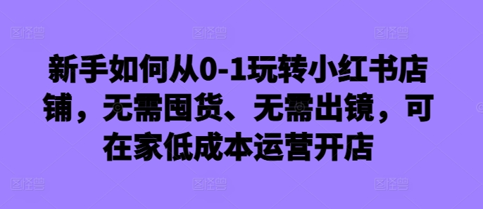 新手如何从0-1玩转小红书店铺，无需囤货、无需出镜，可在家低成本运营开店-翻身站