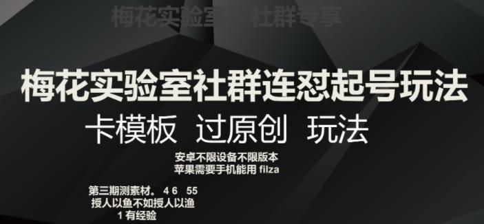 梅花实验室社群连怼起号玩法，卡模板过原创玩法【揭秘】-翻身站